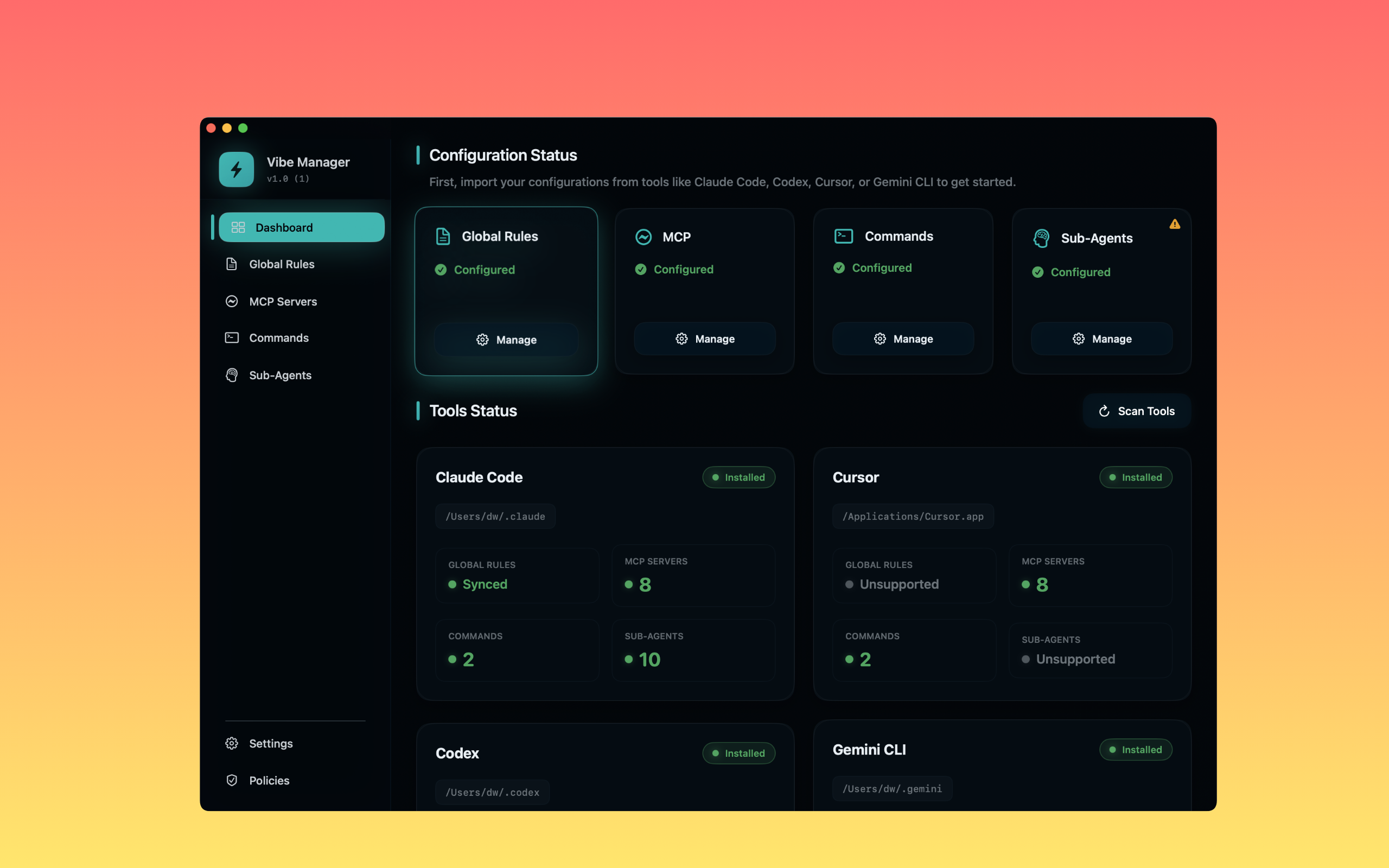Vibe Manager 界面截图